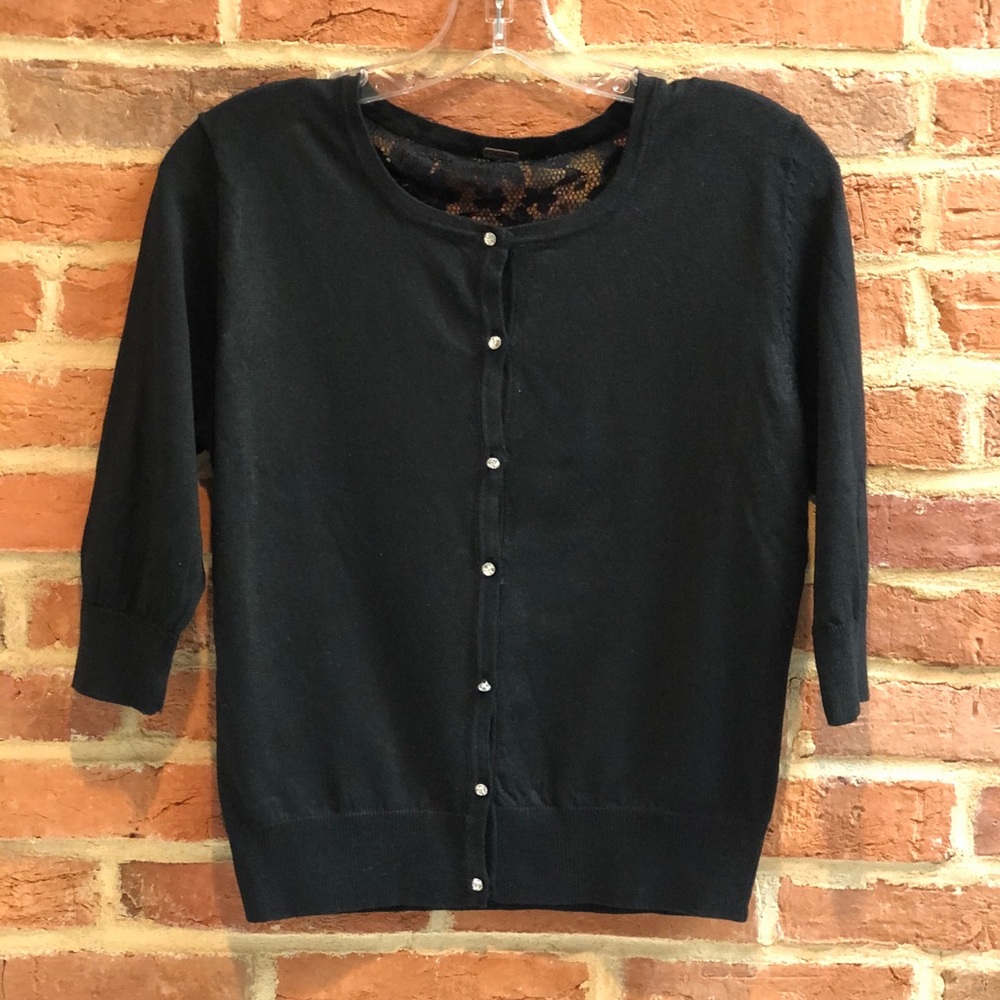 Black Cardigan with Lace Back